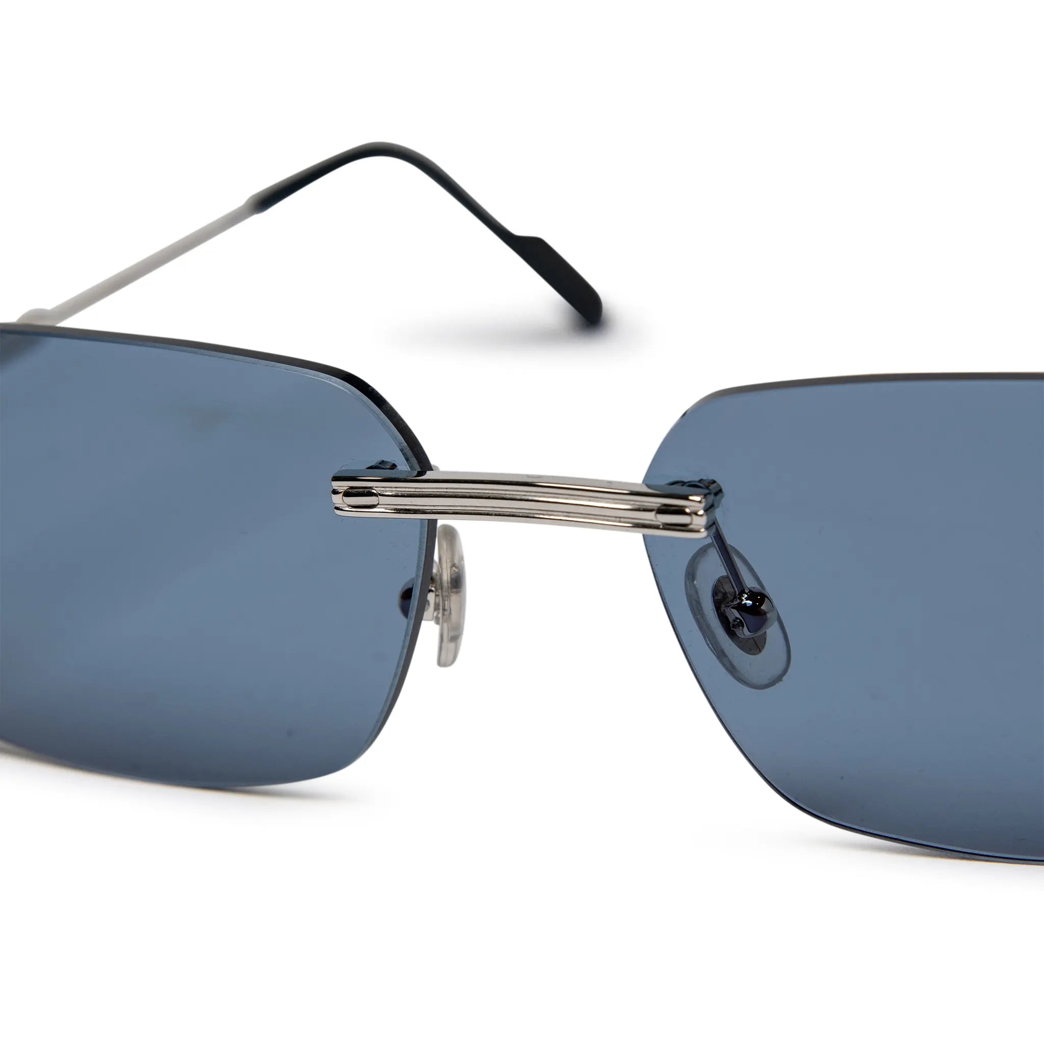 Nose bridge view of Cartier Eyewear CT0271S-003 Silver Blue Sunglasses CT0271S-003